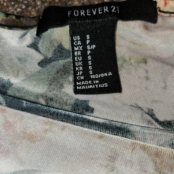 Forever 21 Black Floral Bodycon Fit Dress Size S Long Sleeve Stretch Slinky Feel - Picture 8 of 9